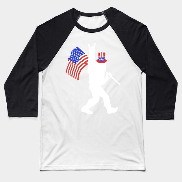 Bigfoot Flag Funny best gift for 4th of July Baseball T-Shirt by JameMalbie